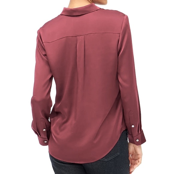 J Crew Factory Drapey satin button-up top in Vintage Burgundy size M NWT BV927 - Picture 2 of 12